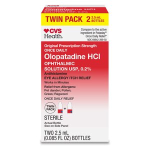 CVS Health Olopatadine HCl Eye Allergy Relief, Ophthalmic Solution USP, 0.2%, 2.5 Ml, Twin Pack - 0.085 Oz