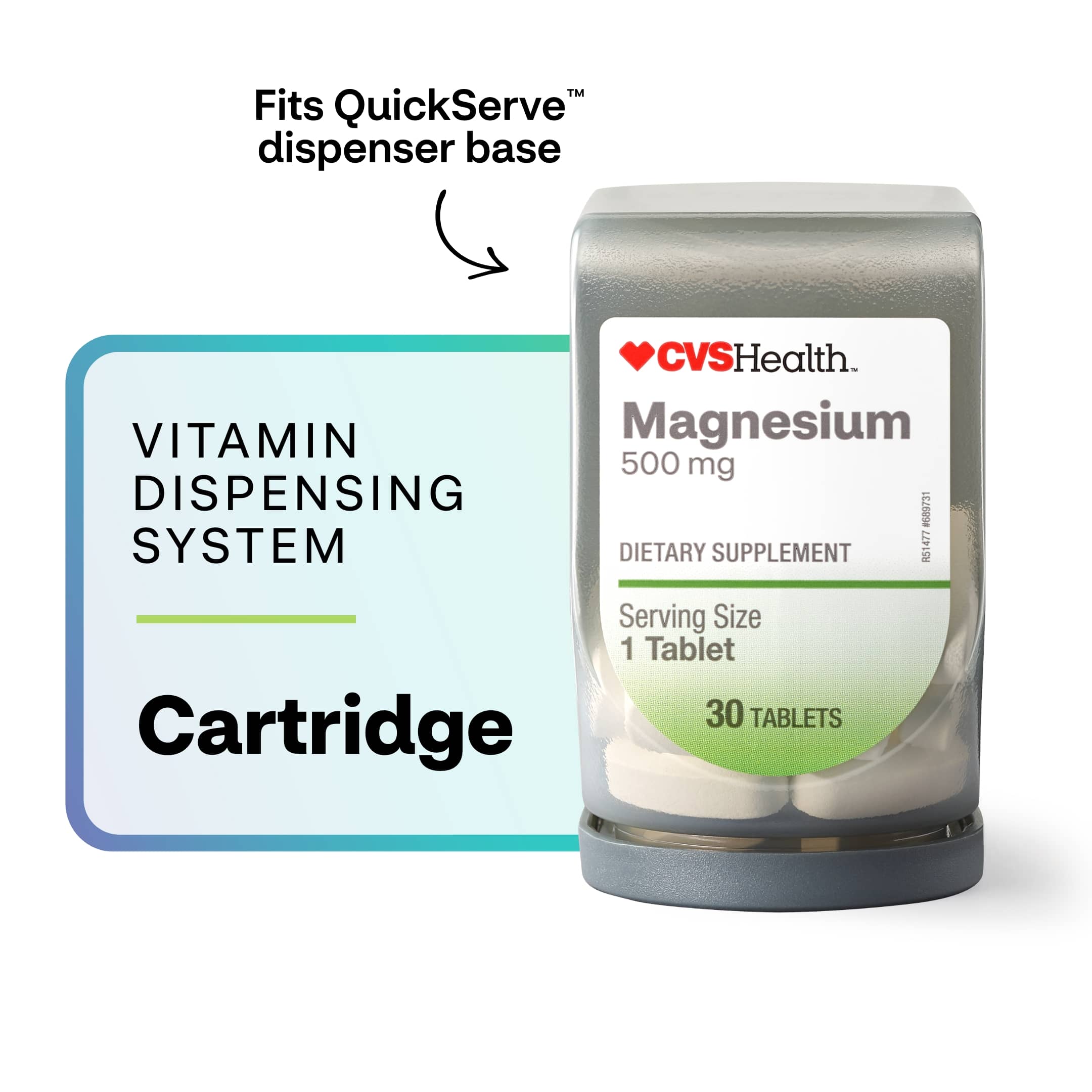 CVS Health QuickServe Magnesium Tablet Cartridge, 30 Ct