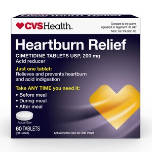  CVS Health Cimetidine Tablets 200 mg, Acid Reducer for Heartburn Relief, 60 CT 