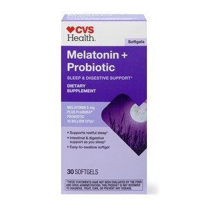 CVS Health Melatonin + Probiotic, Sleep & Digestive Support Softgels, 30 CT
