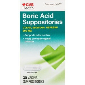 CVS Health Boric Acid Vaginal Suppositories, 30 Ct