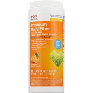 CVS Health Premium Daily Fiber Psyllium Husk, Sugar Free with Stevia, Orange, 14.6 OZ