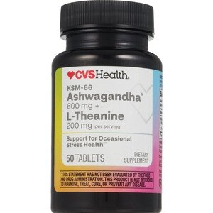 CVS Health Ashwagandha & L-Theanine Stress Relief Tablets, 50 CT