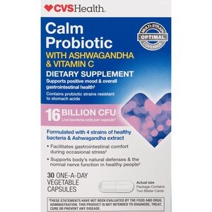 CVS Health Calm Probiotic With Ashwaganda & Vitamin C Capsules, 30 Ct
