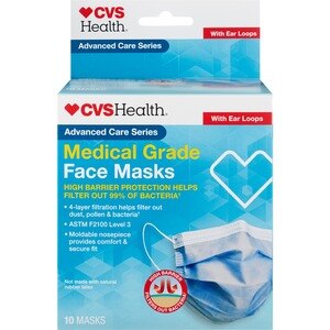 CVS Health Advanced Care Series Medical Grade Face Masks with Ear Loops. 10 CT