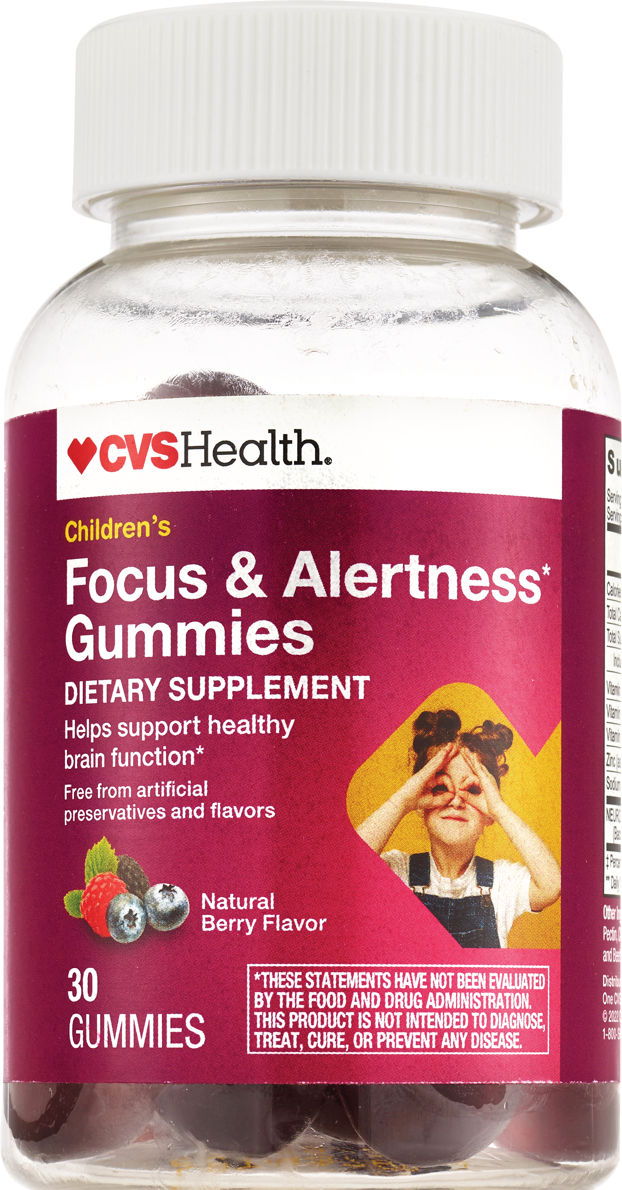 CVS Health Children's Focus & Alertness, Natural Berry, 30 Ct