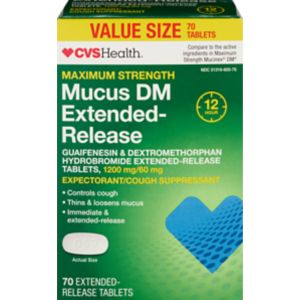 CVS Health 12HR Maximum Strength Mucus DM Extended Release Tablets, 70 Ct