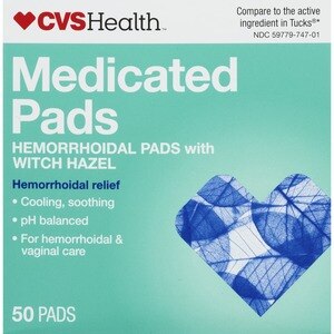 CVS Health - Almohadillas medicinales para aliviar las hemorroides, 50 u.