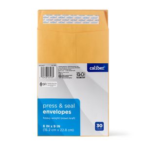 Caliber Press & Seal Envelopes, 6 in. x 9 in., 30 CT