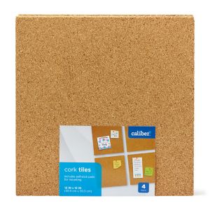 Cork Tile Panels, 12 x 12, Dark Brown Surface, 4/Pack