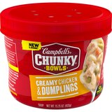 Campbell's Chunky Soup, Creamy Chicken and Dumplings Soup, Microwavable Bowl, 15.25 oz, thumbnail image 1 of 9