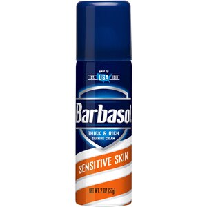 Barbasol Sensitive Skin Thick and Rich - Crema de afeitar para hombre, para piel sensible, tamaño de viaje, aprobado por la TSA, 2.25 oz