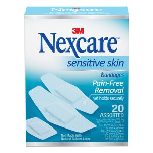 Nexcare - Apósitos para piel sensible, varios tamaños, 20/paquete