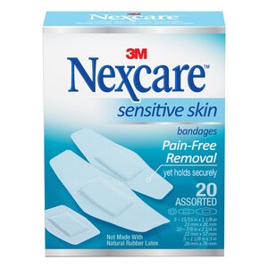  Nexcare Sensitive Skin Bandages, Assorted Sizes, 20/Pack 