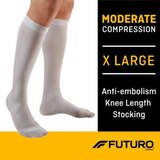Futuro Moderate Compression Anti-Embolism Knee Length Closed Toe Stockings, White, thumbnail image 2 of 5