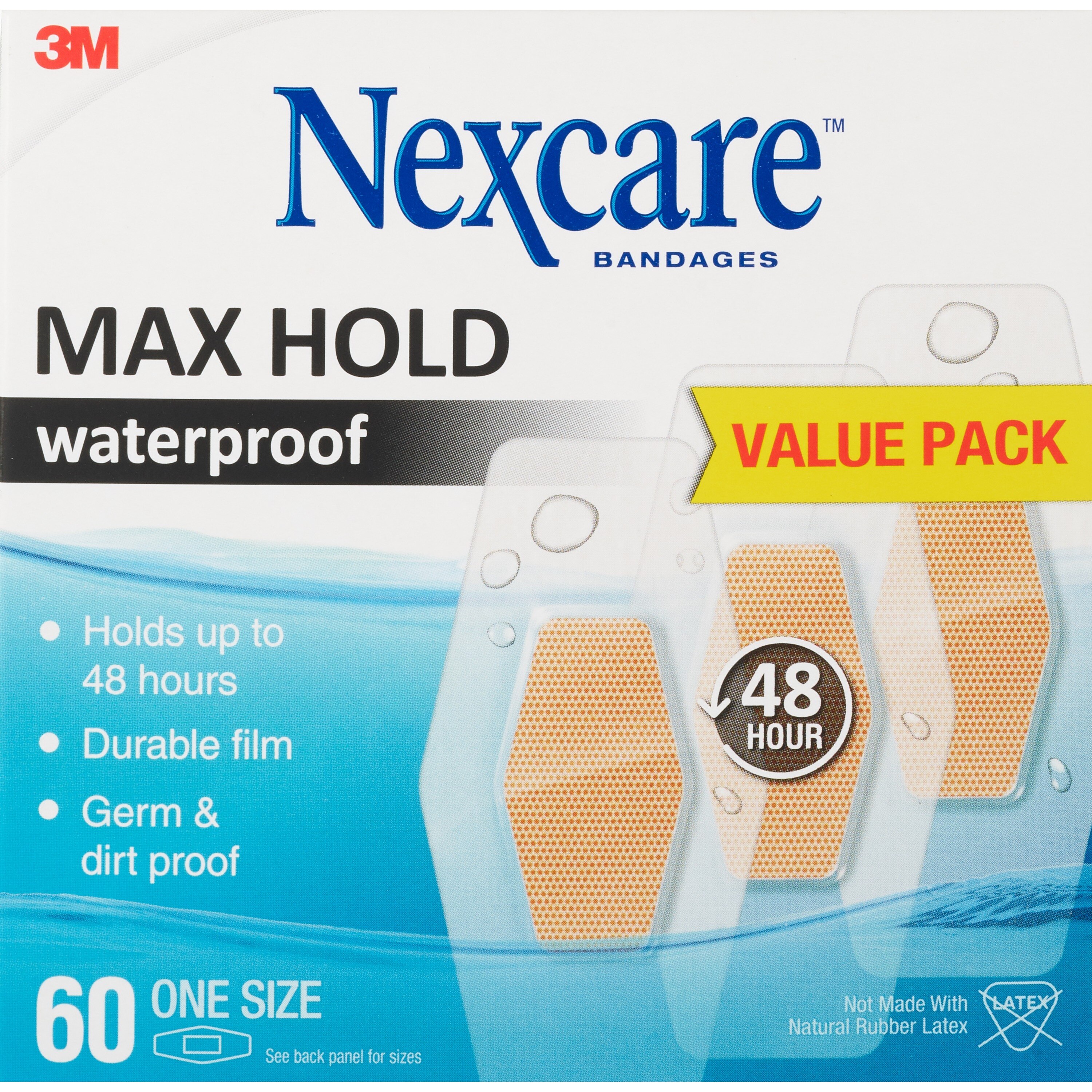 Nexcare Max Hold Waterproof Bandages, One Size, 60 Ct , CVS