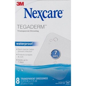 Nexcare Tegaderm Waterproof Transparent Dressing, H1624, 2-3/8 in x 2 3/4 in, 8 CT