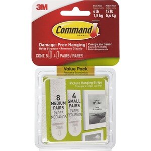 Command Tiras Adhesivas para Colgar Cuadros Pequeños, Pack de 4 x