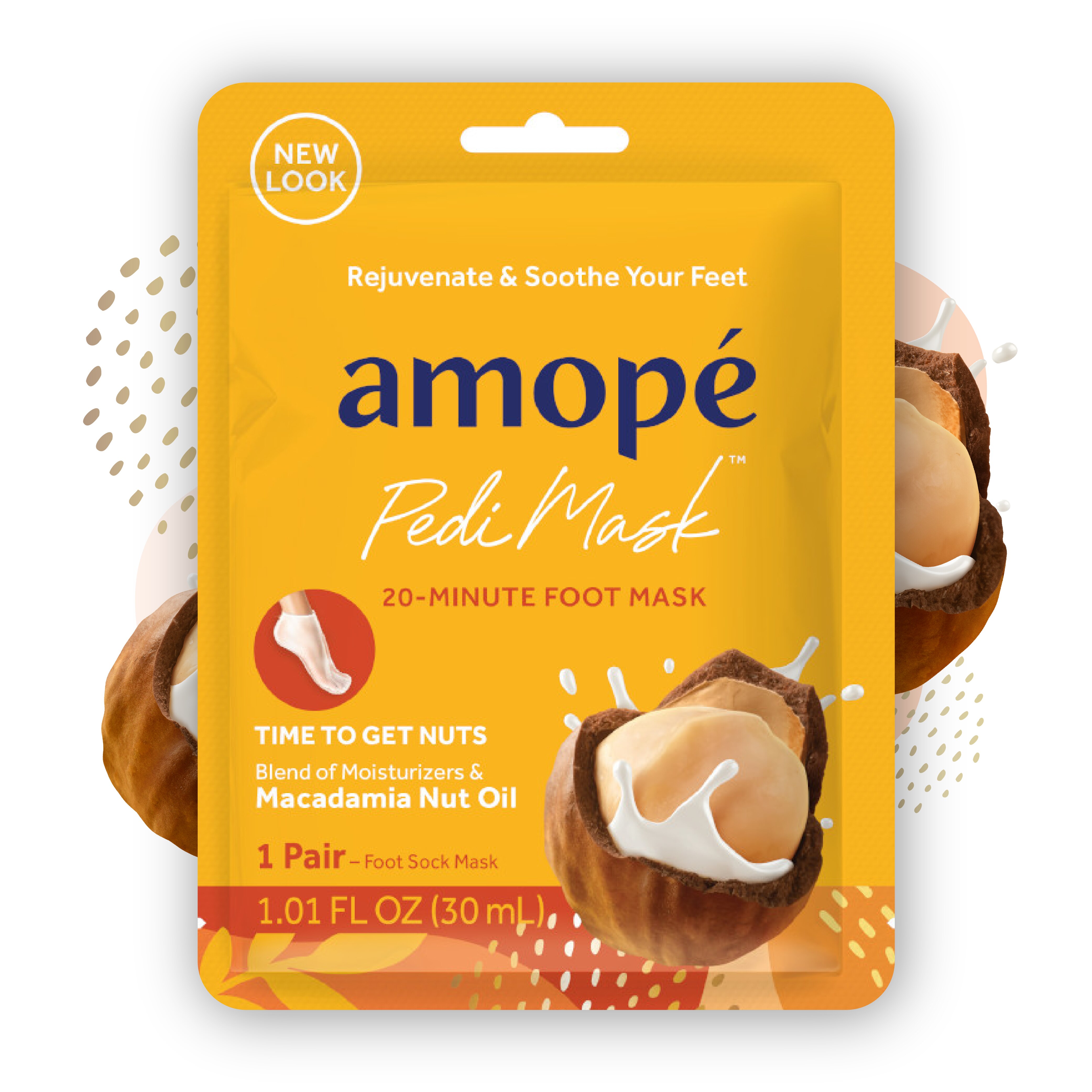 Amope PediMask 20-Minute Foot Mask - Time To Get Nuts With Macadamia Nut Oil - 2 Ct , CVS