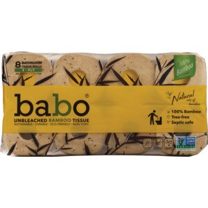 Babo Unbleached Bamboo Bath Tissue, 8 Rolls
