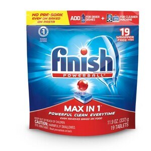 Finish Powerball Max In 1 Dishwasher Detergent Tablets, 19 CT