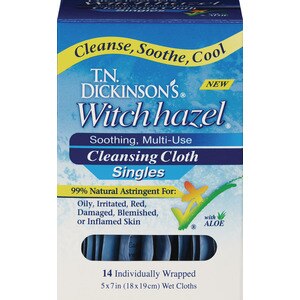 T.N. Dickinson's Witch Hazel  On-The-Go Cleansing Cloth-Towelette Singles, 14 CT