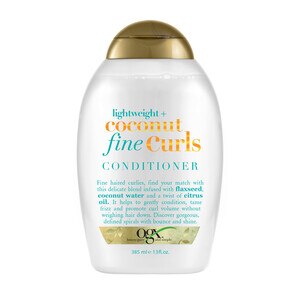OGX Fine Curls Lightweight Coconut Water Conditioner for Curly Hair, 13 OZ