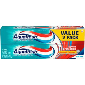  Aquafresh Cavity Protection Fluoride Toothpaste, Cool Mint, 5.6 ounce Twinpack (two 5.6oz tubes) 