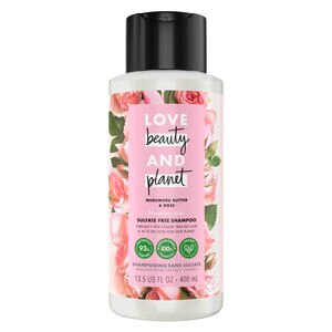 Love Beauty & Planet Blooming Color Silicone Free, Paraben Free, Sulfate Free, and Vegan Murumuru Butter & Rose Shampoo for Color-Treated Hair, 13.5 OZ