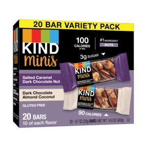 KIND Minis, Caramel Dark Choc Nut & Dark Chocolate Almond Coconut, 20 Ct - 0.7 Oz , CVS