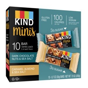  Kind Minis Dark Chocolate Nuts & Sea Salt and Caramel Almond Sea Salt, 10 CT 