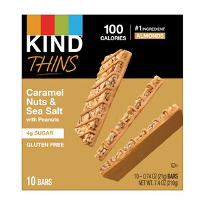 Kind Thins Caramel Nuts & Sea Salt Snack Bars, 10 CT