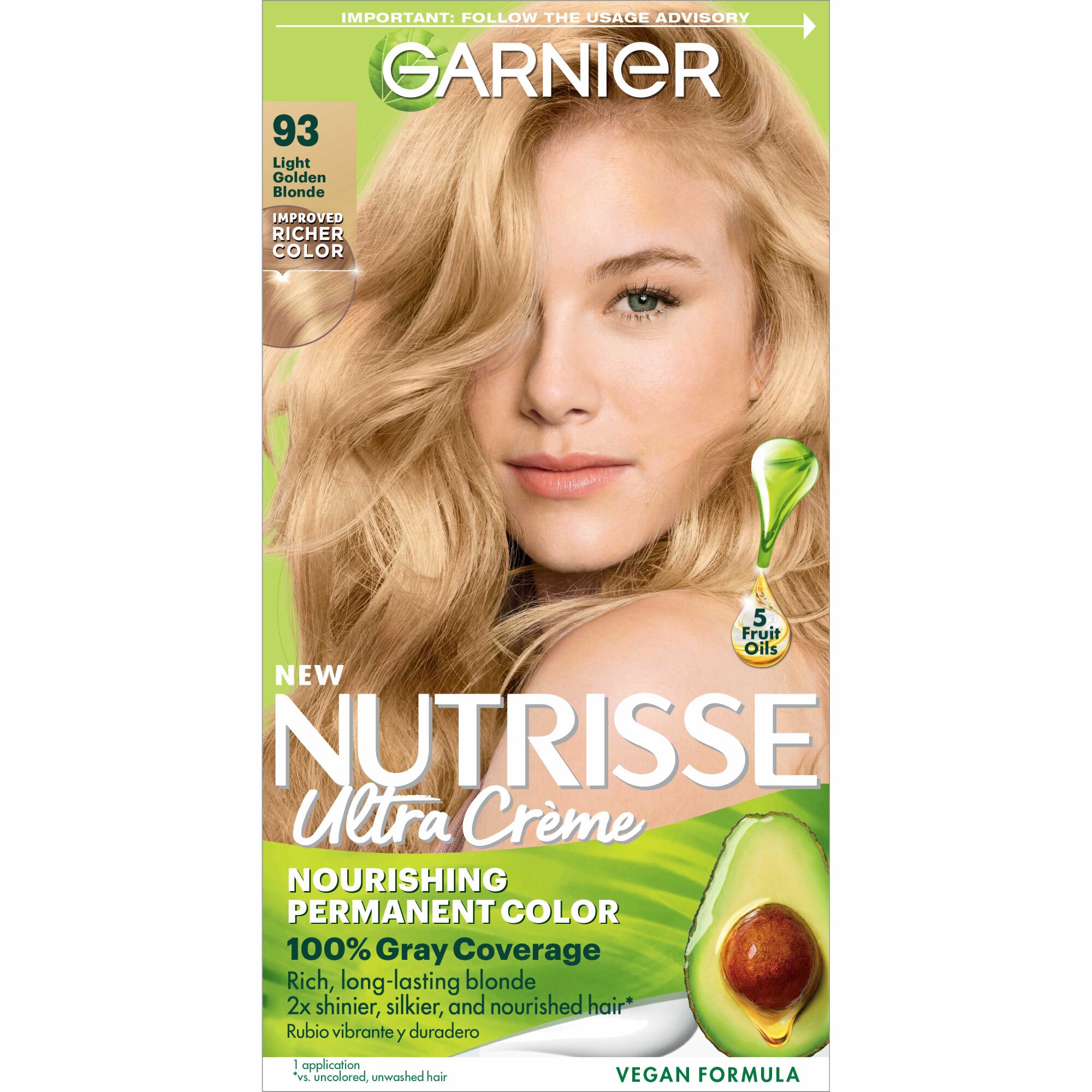 Garnier Nutrisse Nourishing Permanent Hair Color Creme, 93 Light Golden Blonde - 1 , CVS