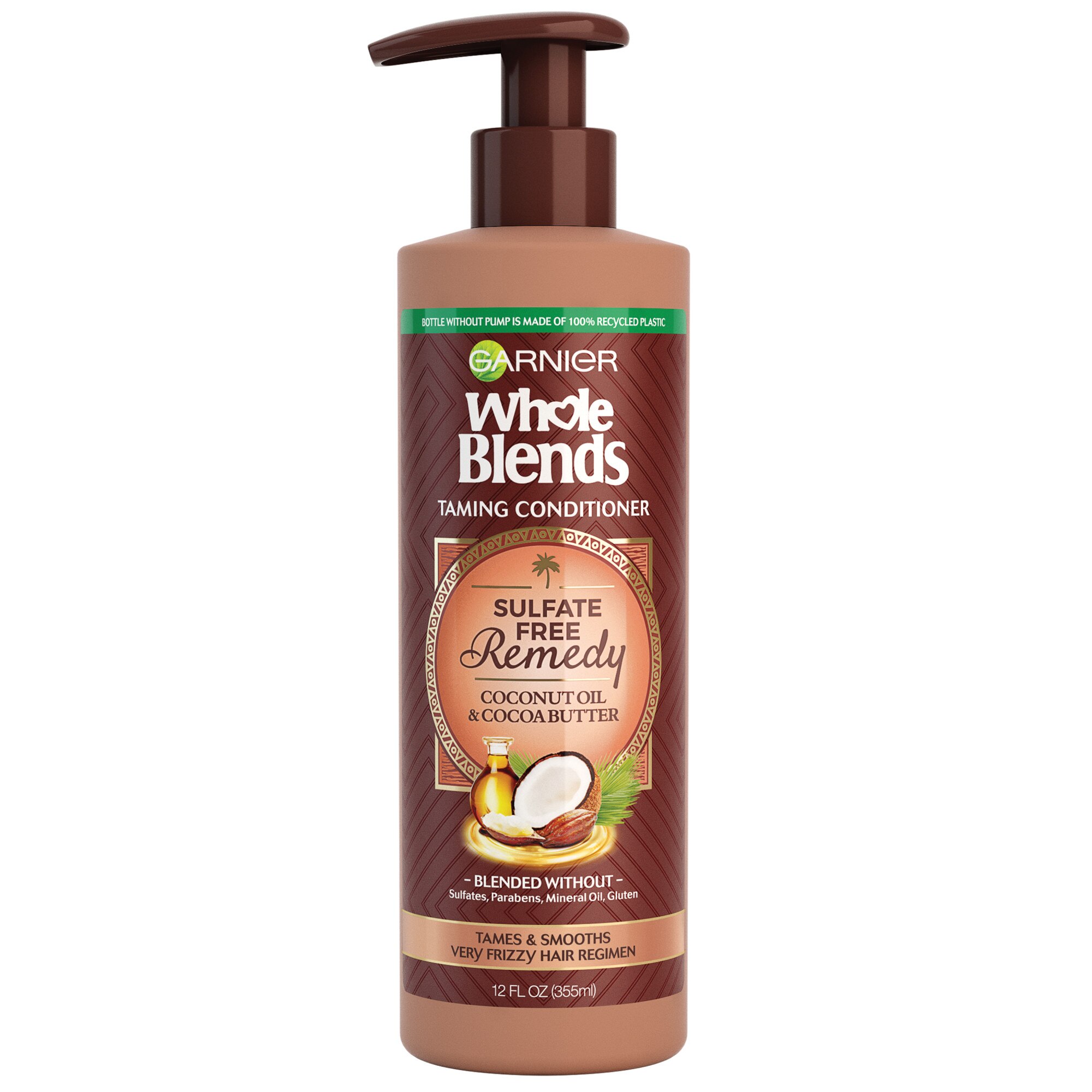 Garnier Whole Blends Sulfate Free Remedy - Acondicionador para cabello encrespado, Coconut Oil, 12 oz