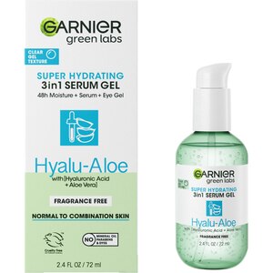 Garnier Green Labs Hyalu-Aloe Super Hydrating Serum Gel with Hyaluronic Acid and Aloe Vera, Fragrance Free, 2.4 OZ