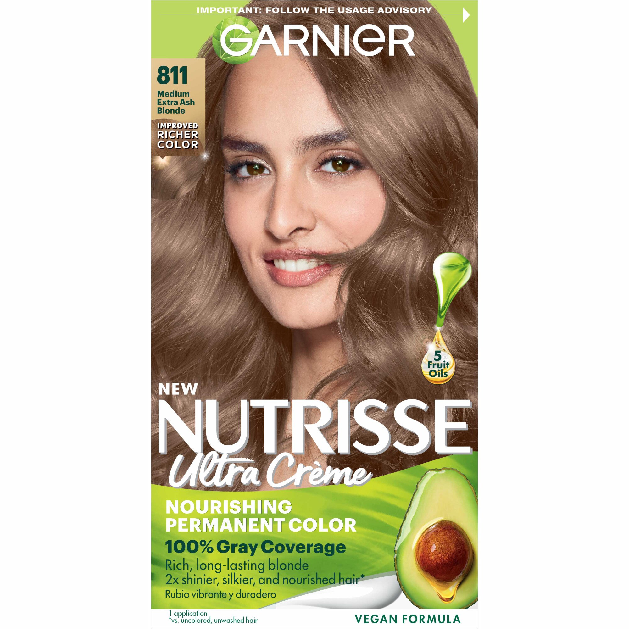 Garnier Nutrisse Ultra Color Nourishing Hair Color Creme, Medium Extra Ash Blonde , CVS
