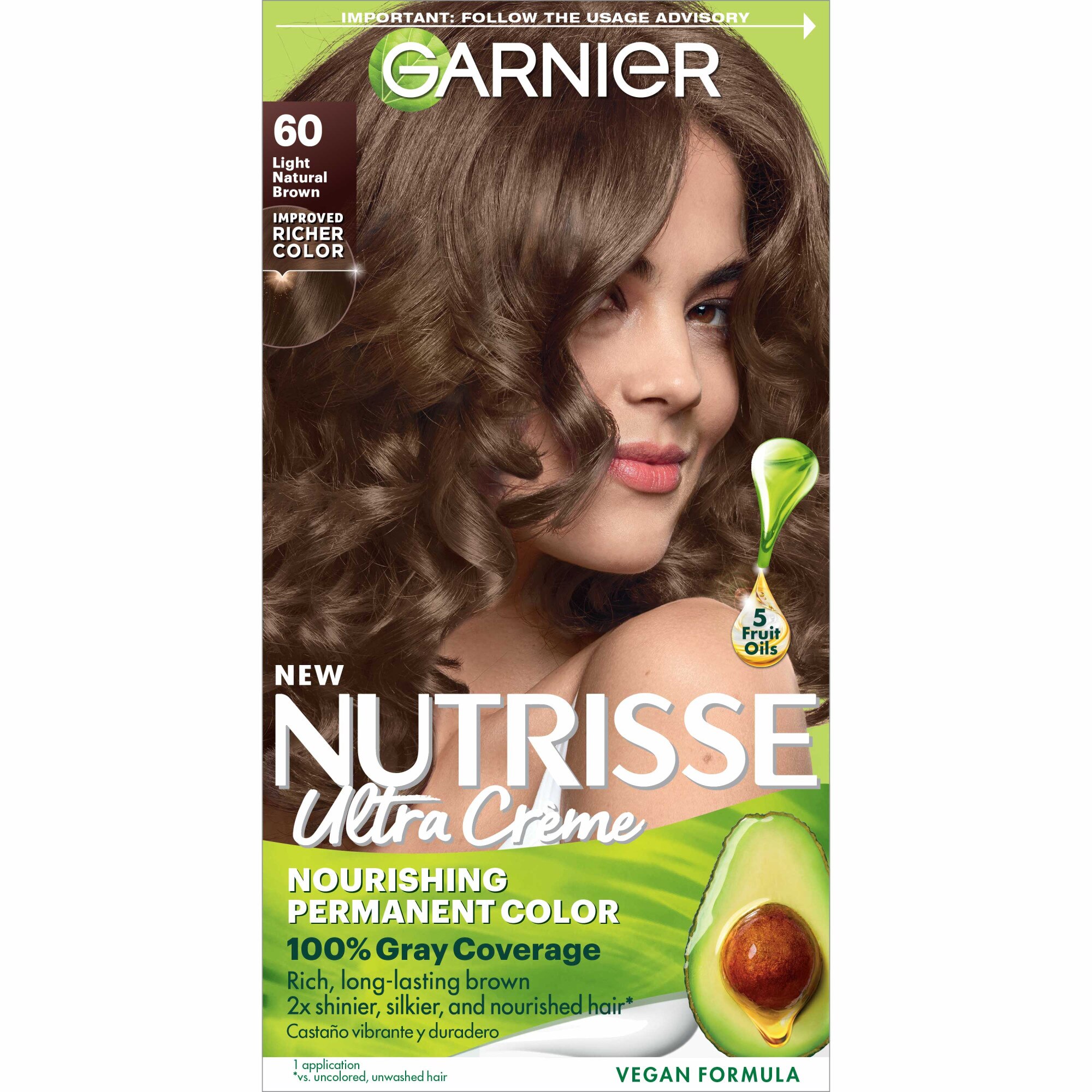 Garnier Nutrisse Nourishing Permanent Hair Color Creme, 60 Light Natural Brown , CVS
