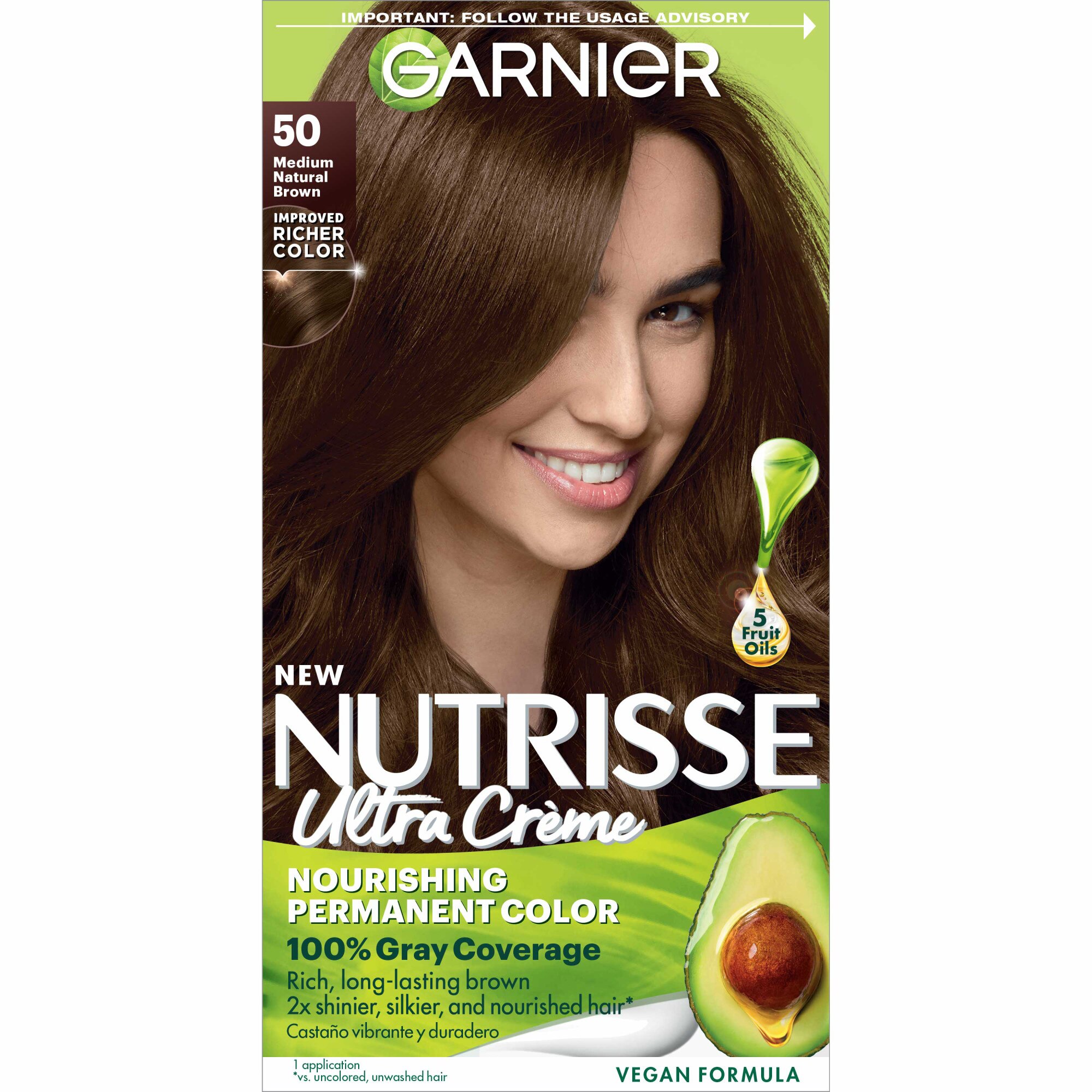 Garnier Nutrisse Nourishing Permanent Hair Color Creme, 50 Medium Brown , CVS