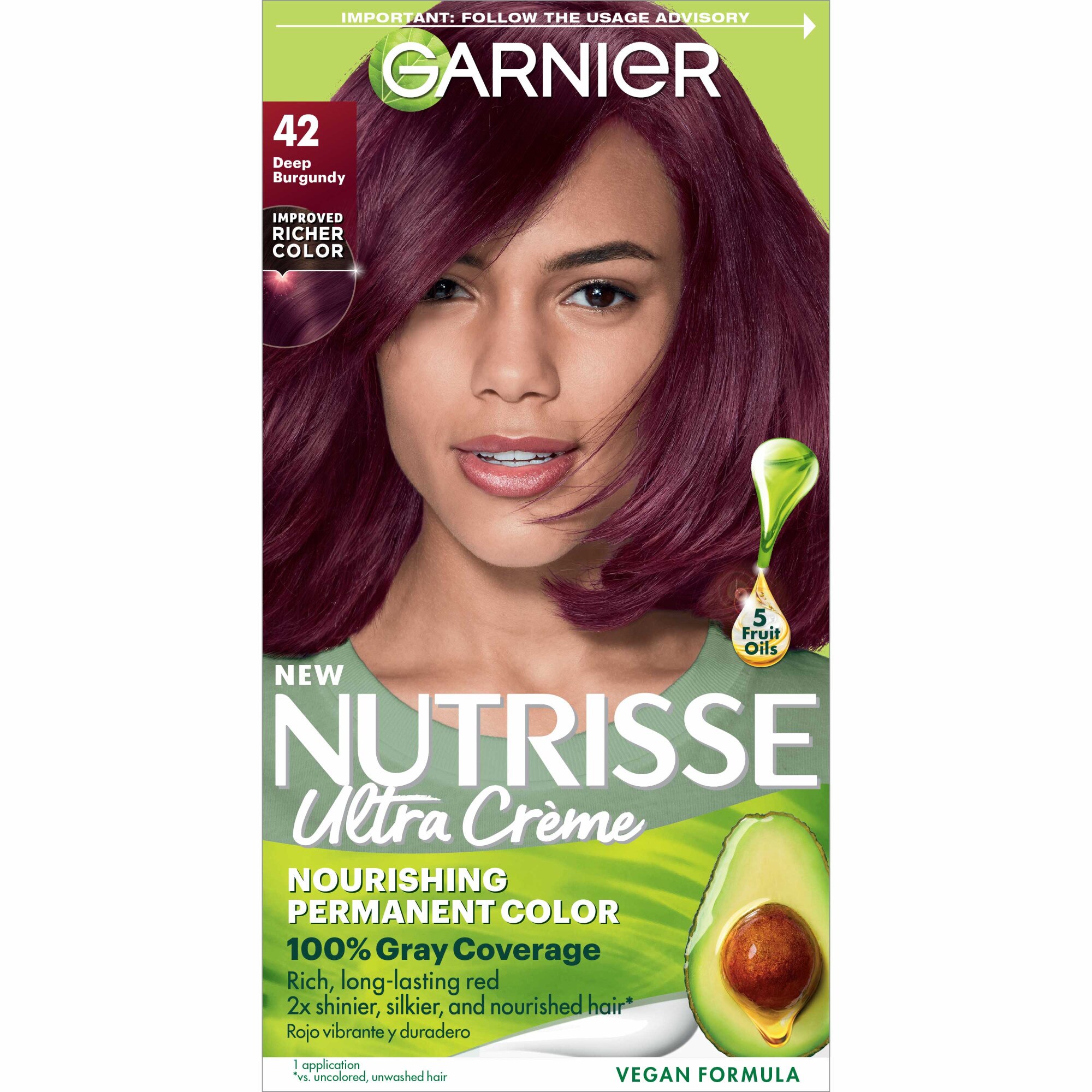 Garnier Nutrisse Nourishing Permanent Hair Color Creme, 42 Deep Burgundy - 1 , CVS