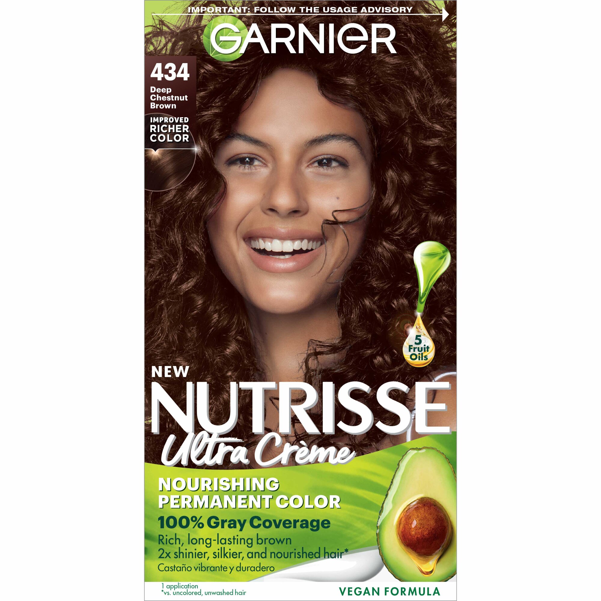Garnier Nutrisse Nourishing Permanent Hair Color Creme, 434 Deep Chestnut Brown - 1 , CVS