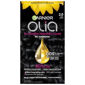 Garnier Olia Oil Powered Permanent Hair Color, 2.0 Soft Black - 1 , CVS