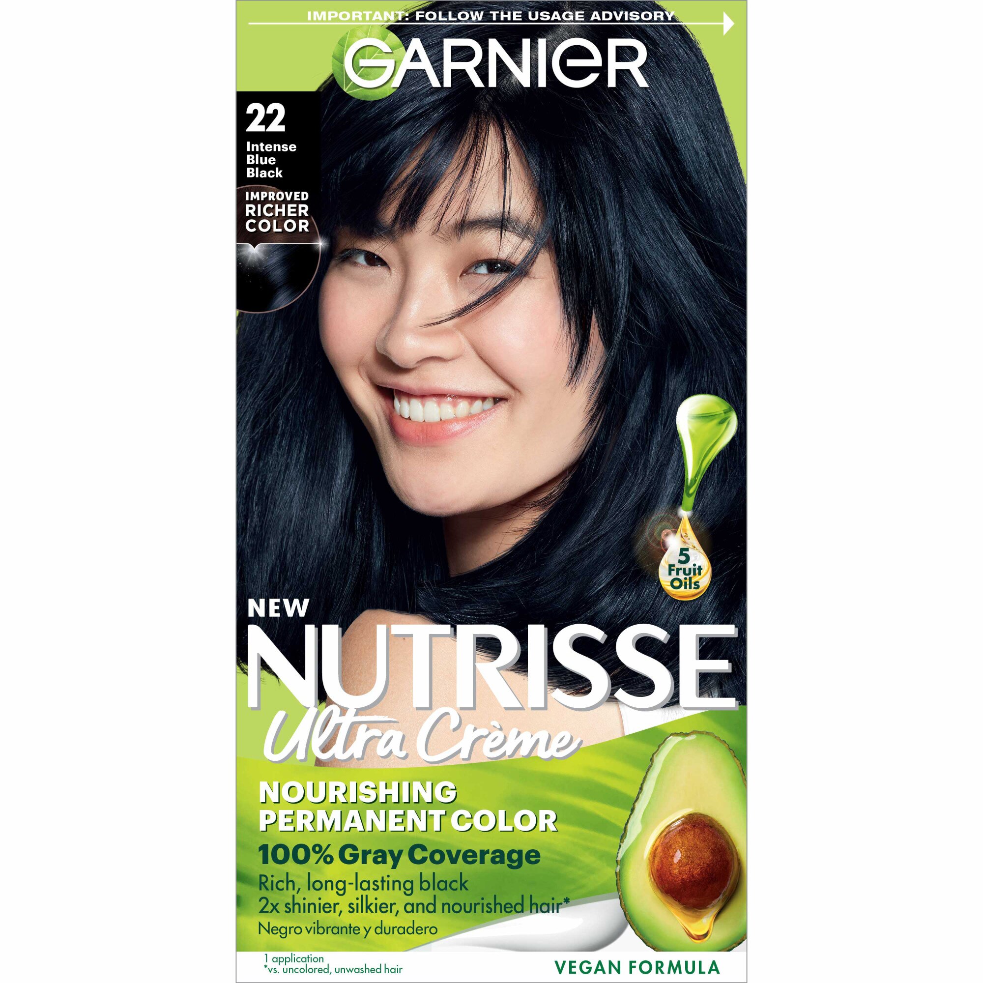  Garnier Nutrisse Nourishing Color Creme, 12 Natural Blue Black 