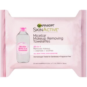 Garnier SkinActive Micellar Waterproof Makeup Remover Wipes, 25/Pack
