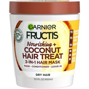  Garnier Fructis Nourishing Treat 1 Minute Hair Mask with Coconut Extract, 13.5 OZ 