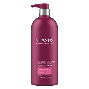 Nexxus Color Assure - Champú con ProteinFusion para realzar el cabello tratado con color, sin silicona, sin sulfato, en envase con dosificador, 33.8 oz