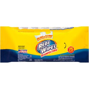 Redi Wipes Disenfecting Bleach Free Wipes, Lemon Scented, 75 Ct , CVS