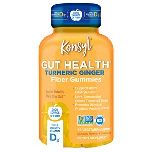 Konsyl Turmeric Ginger Fiber Vegetarian Gummies, 56 CT