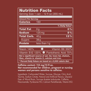 Red bull ingredient label