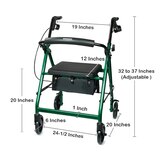 McKesson 4 Wheel Rollator 14 Inch Seat Width 300 lbs. Weight Capacity, Green, thumbnail image 4 of 7