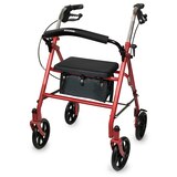 McKesson 4 Wheel Rollator 12 Inch Seat Width 300 lbs. Weight Capacity, Red, thumbnail image 1 of 5